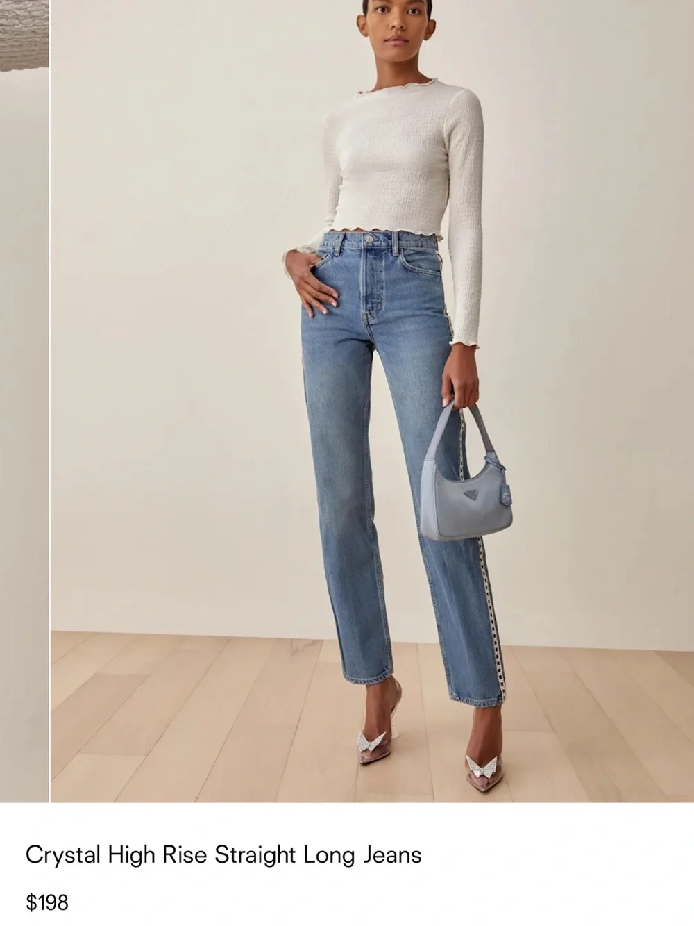 Reformation Crystal High Rise Straight Long Jeans Maldives - Size 27 - Picture 6 of 14